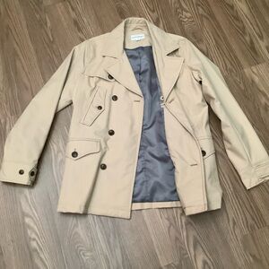 Banana Republic Coat Peacoat Women’s M Beige Tan Cotton Blend Double Breasted